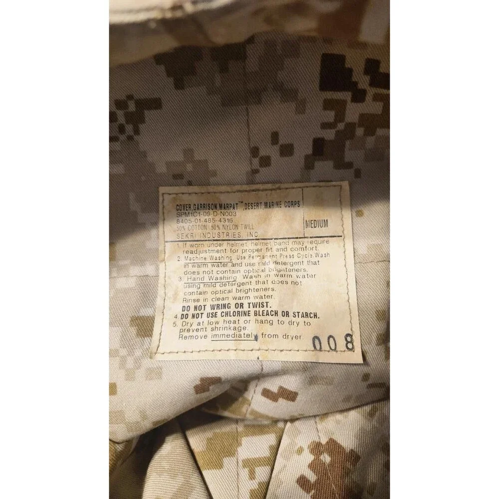 Marine Corp Garrison Marpat Desert Cover/Cap/Hat Size Med 8405-01-485-4316 USMC